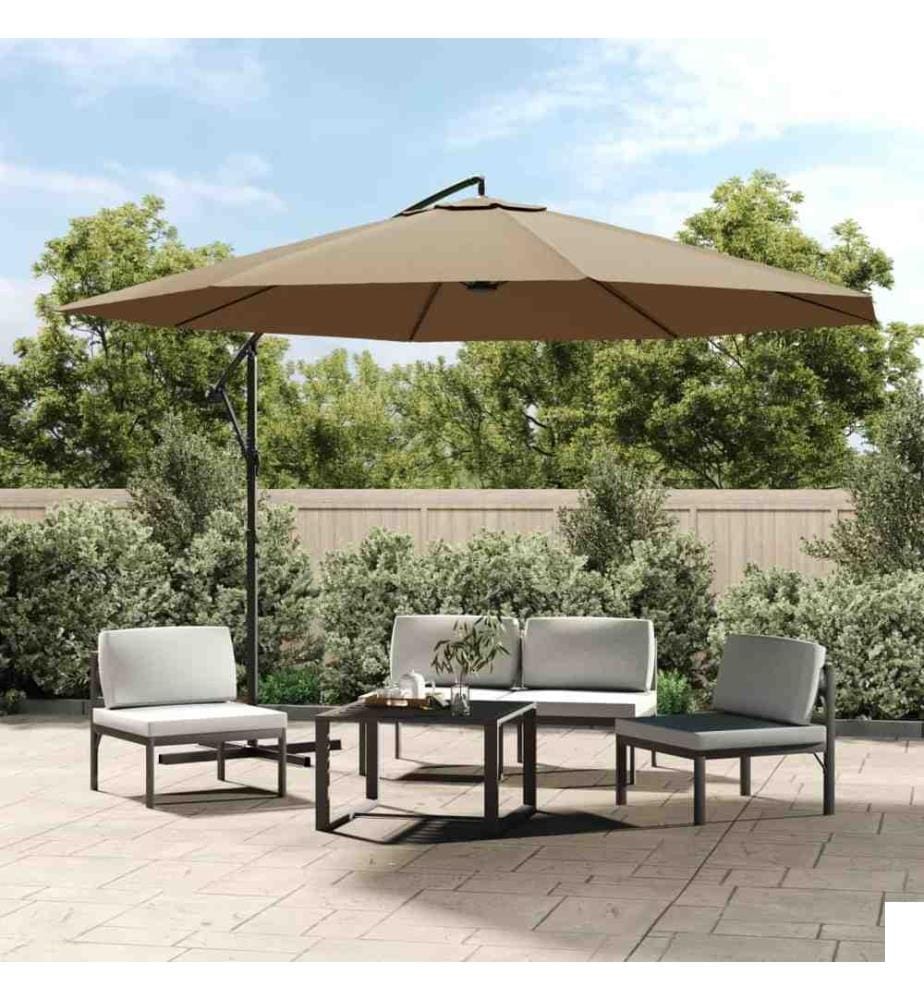 Parasol en porte-à-faux avec poteau en aluminium 350 cm Taupe