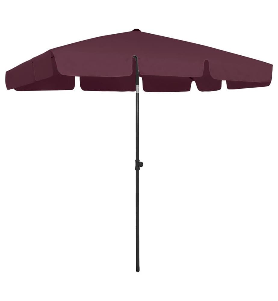 Parasol de plage rouge bordeaux 200x125 cm