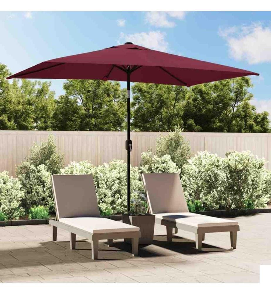 Parasol avec mât en métal 300 x 200 cm Bordeaux