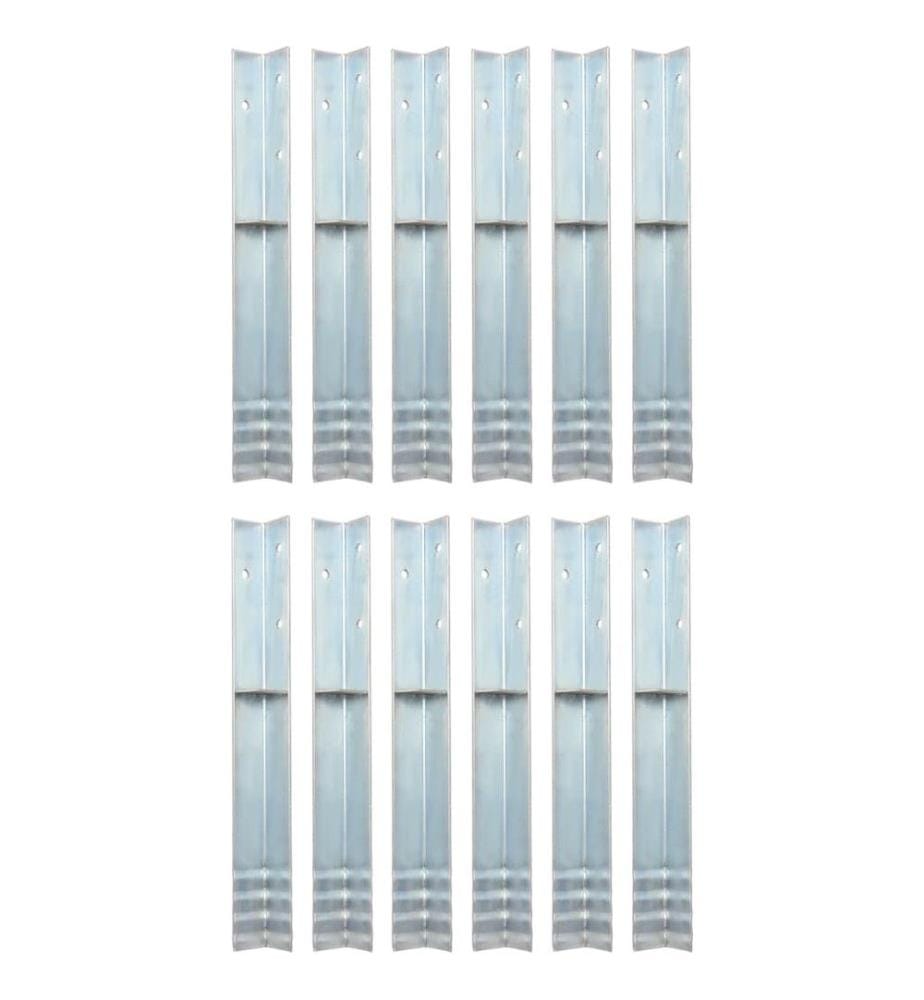 Piquet de sol en forme de L 12 pcs Acier galvanisé 5 x 5 x 50cm