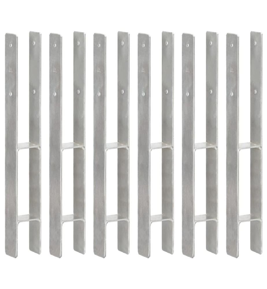 Piquets de clôture 6 pcs Argenté 7x6x60 cm Acier galvanisé