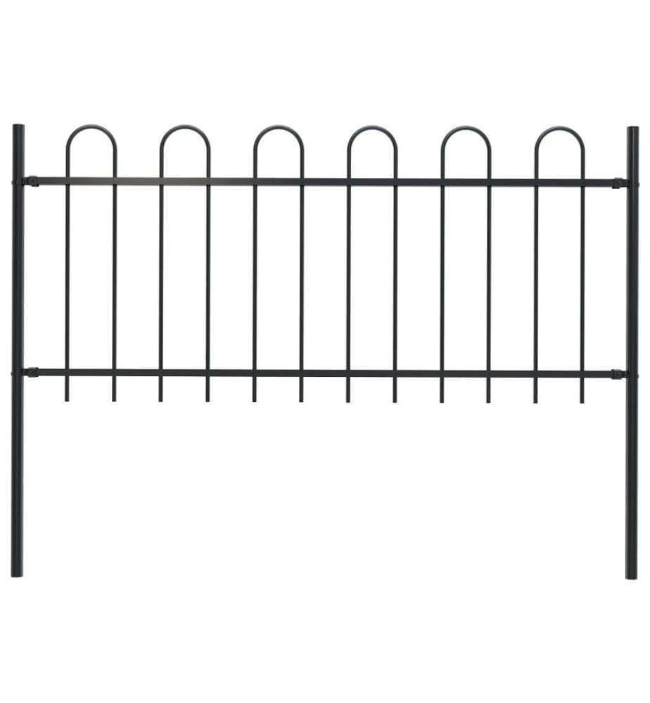 Clôture de jardin avec dessus en cerceau Acier 1,7 m Noir