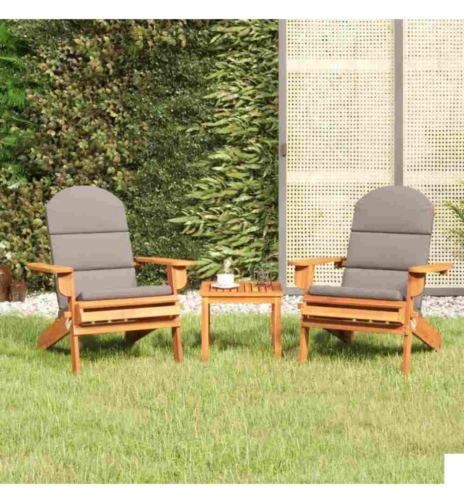Ensemble de salon de jardin Adirondack 3 pcs bois acacia solide