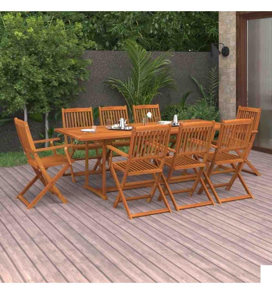 Mobilier à dîner de jardin 9 pcs Bois d'acacia massif