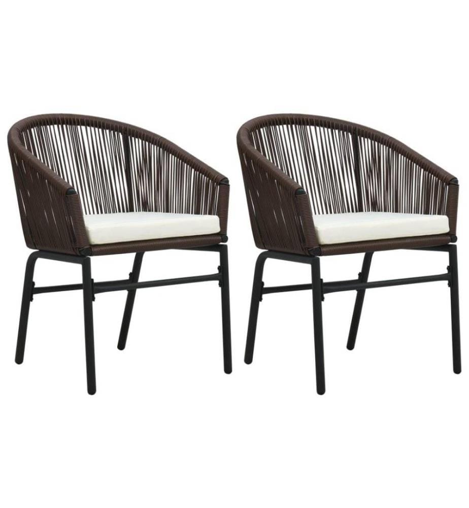Chaises de jardin 2 pcs Marron Rotin PE