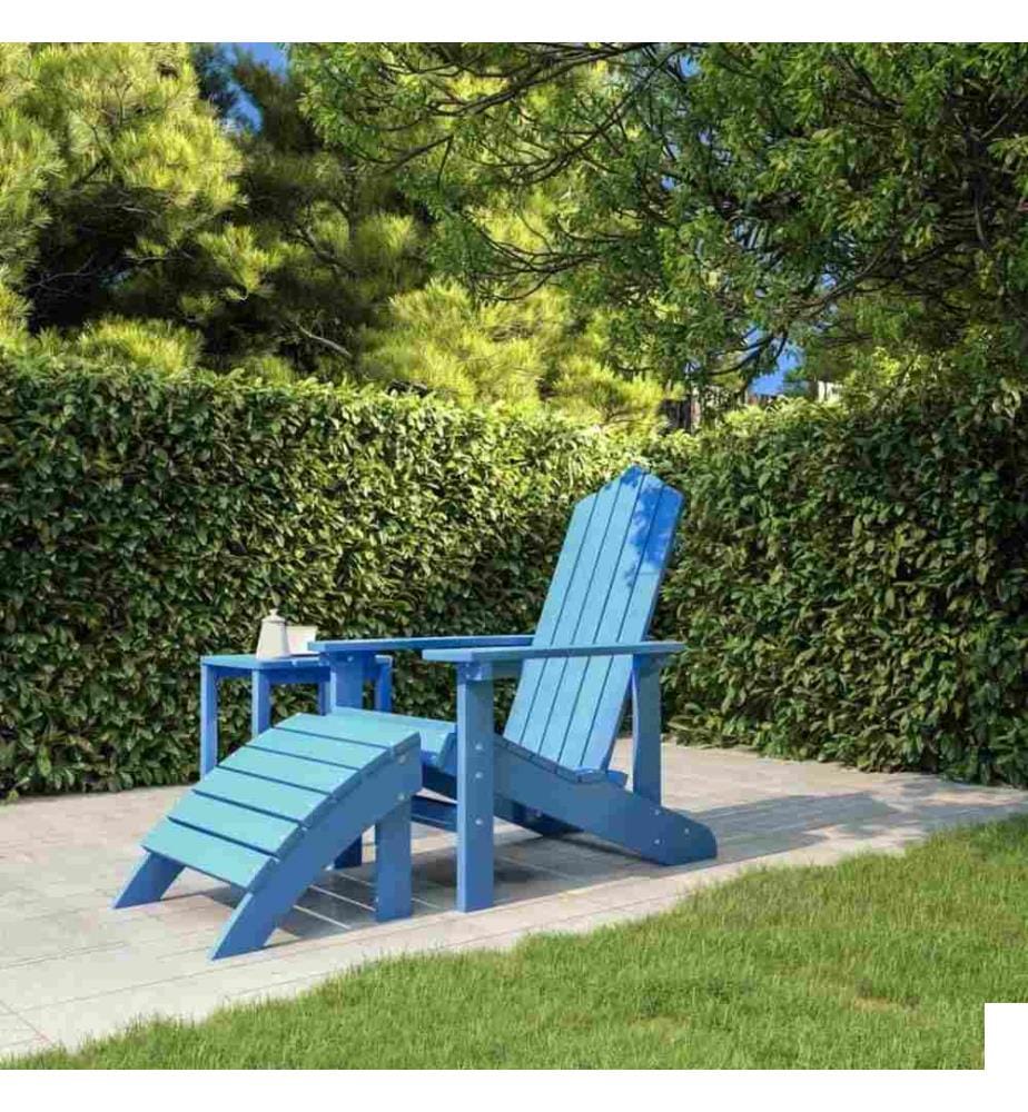 Chaise de jardin Adirondack avec repose-pied PEHD Bleu marine