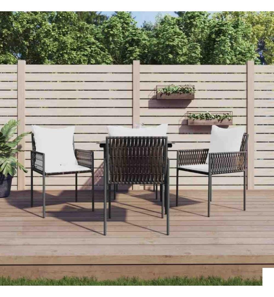 Chaises de jardin et coussins lot de 4 marron 54x61x83 cm rotin