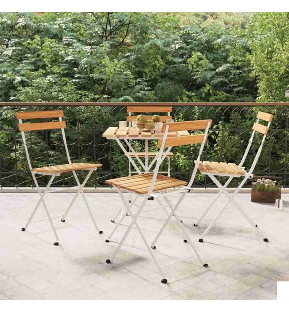 Chaises de bistrot pliantes 4 pcs Bois d'acacia solide et acier