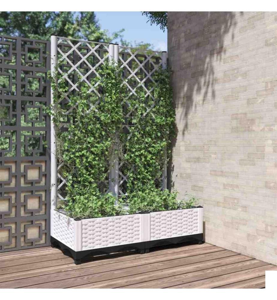 Jardinière avec treillis Blanc 80x40x121,5 cm PP