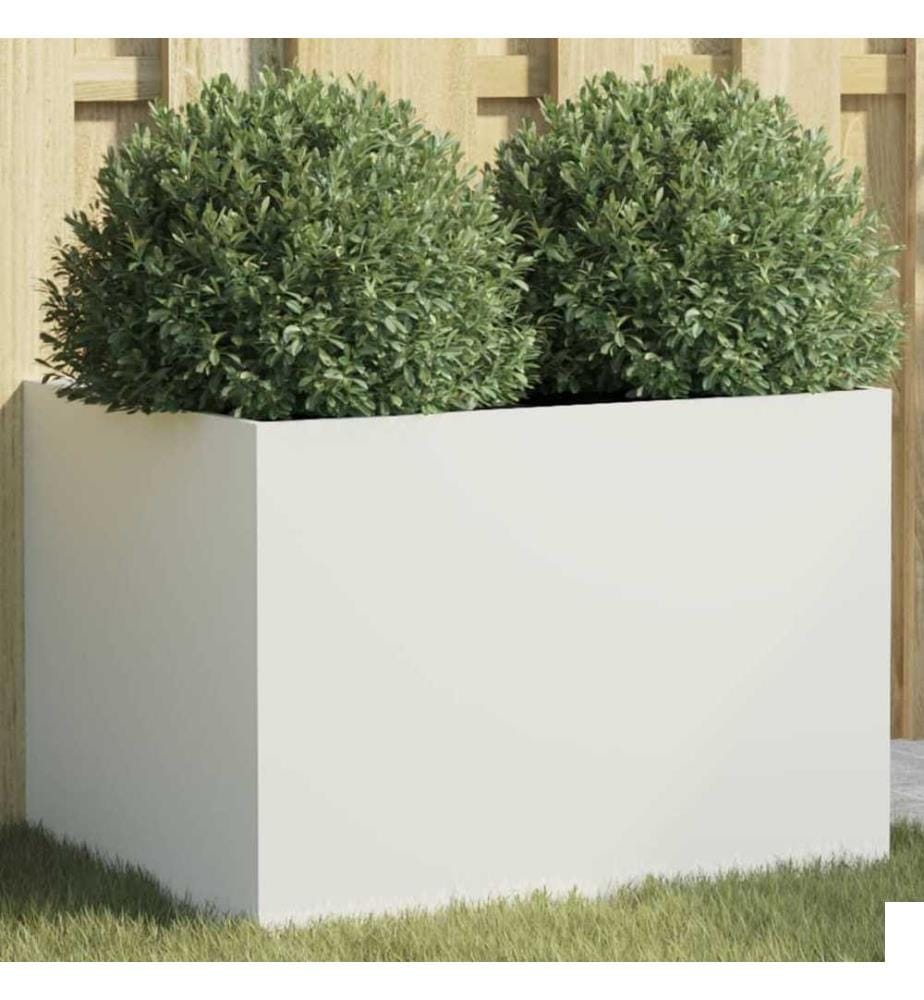 Jardinière blanc 62x47x46 cm acier laminé à froid
