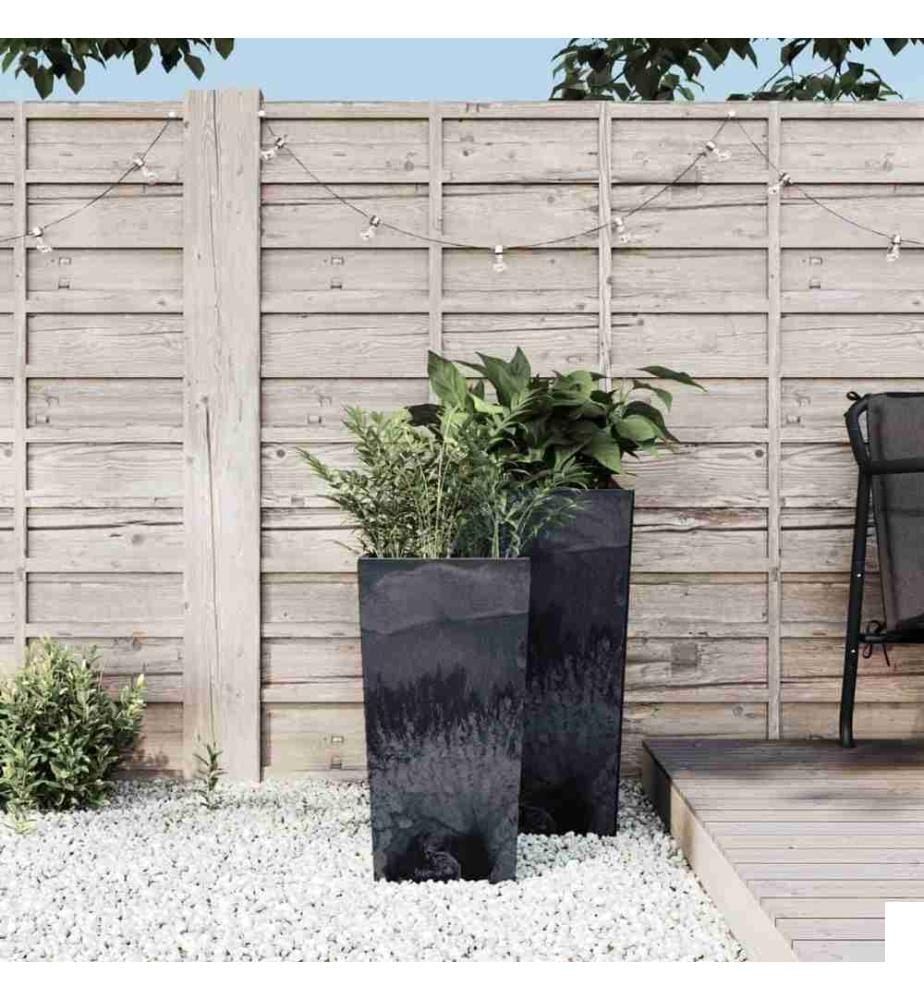 Jardinière et intérieur amovible anthracite PP aspect béton