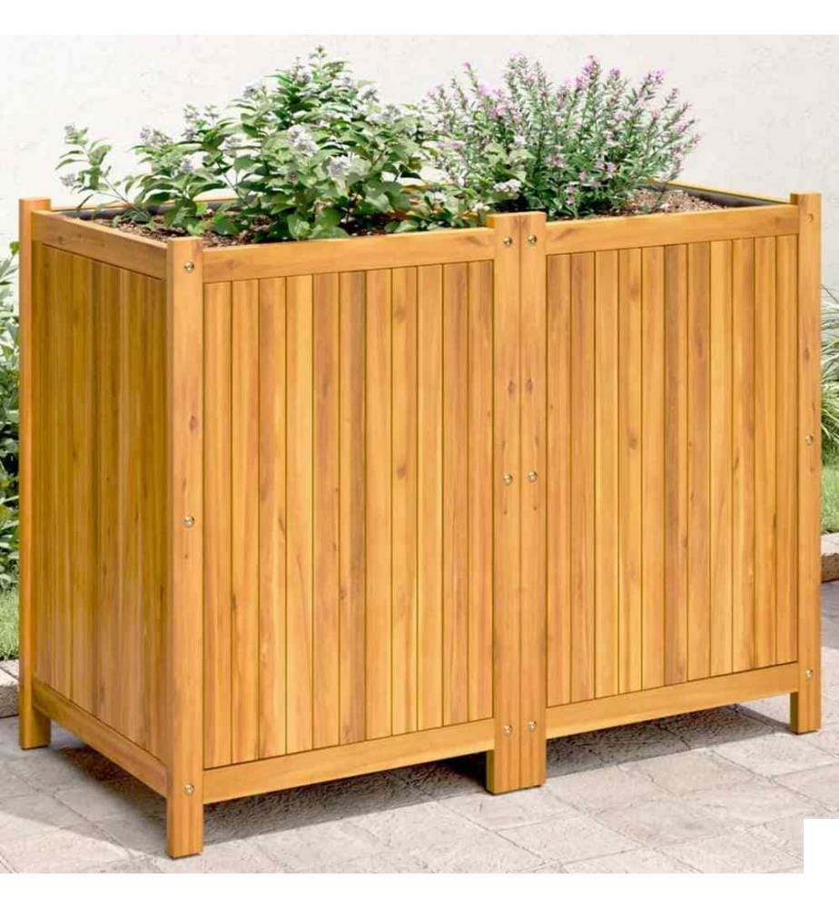 Jardinière avec doublure 100x50x75 cm bois massif d'acacia