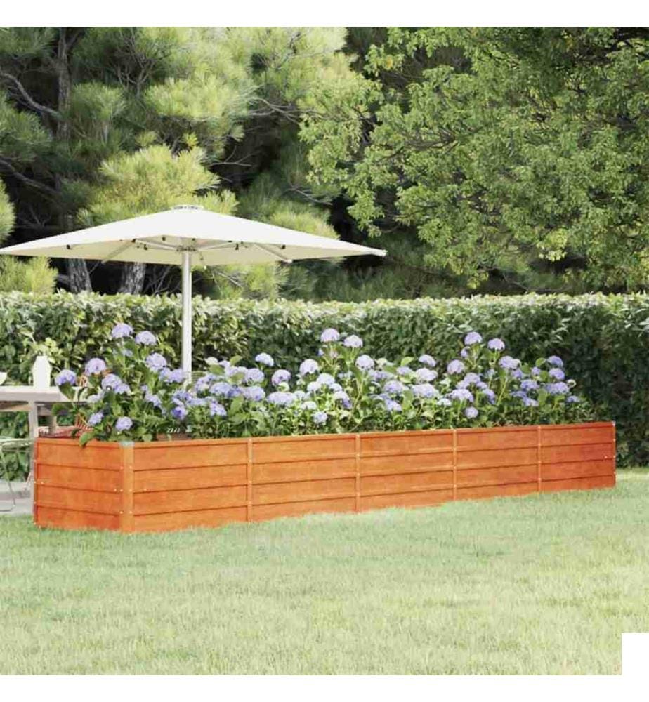 Lit surélevé de jardin rouillé 400x80x45 cm acier corten