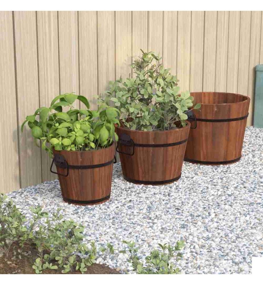 Ensemble de jardinière godet 3 pcs bois massif de sapin