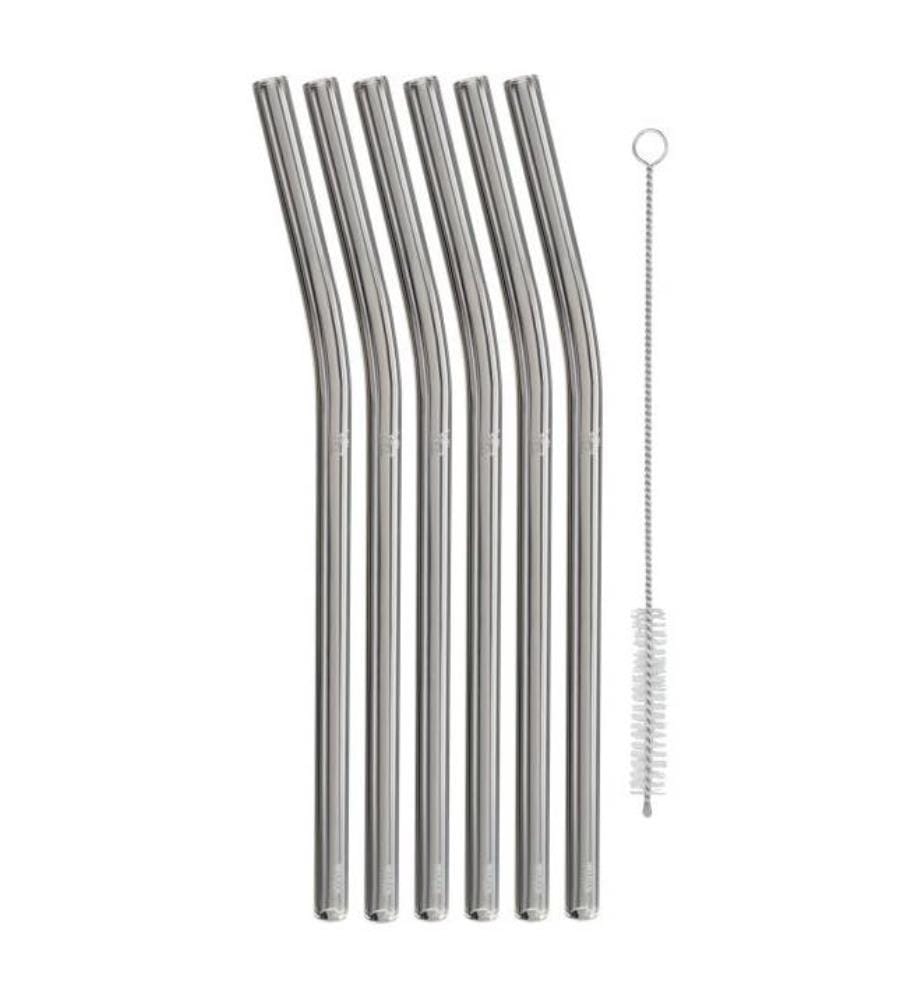 Lot De 6 Pailles En Verre, Tranparent
