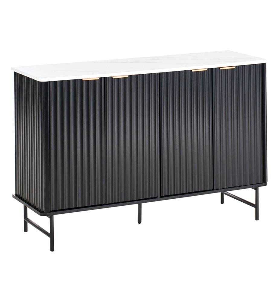 Commode 4 portes GLASTONBURY Marbre/noir
