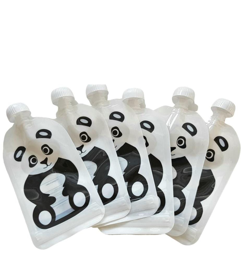 Gourdes avec ouverture inférieure panda 6 pcs.