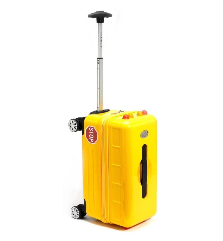 Valise à roulettes style bus scolaire jaune