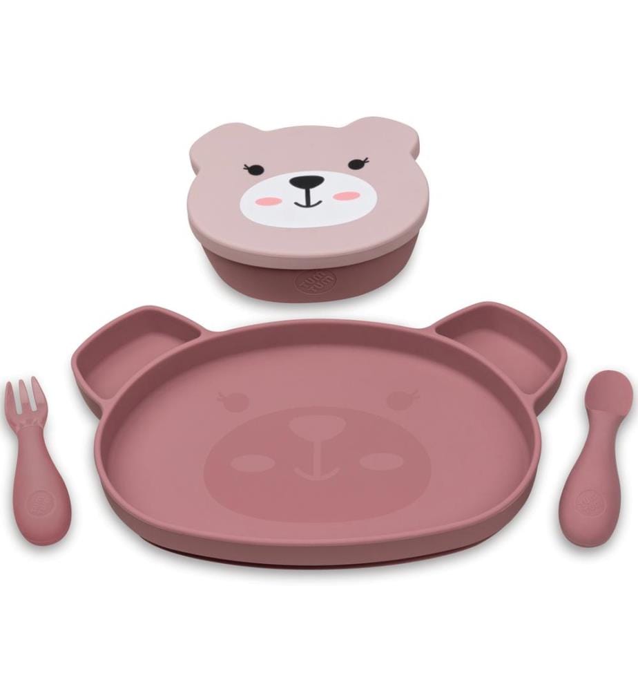 Set de vaisselle bébé rose vif