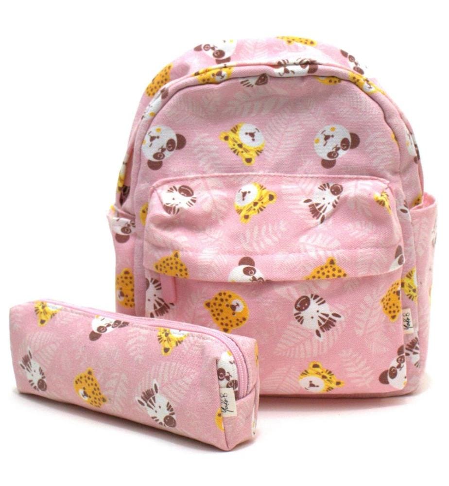 Sac à dos et trousse Jungle Carnival rose