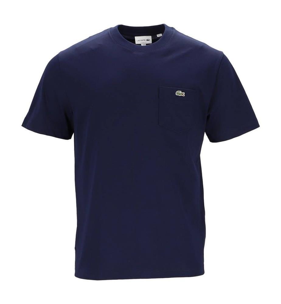 T-shirt en coton avec poche sur la poitrine - Marine