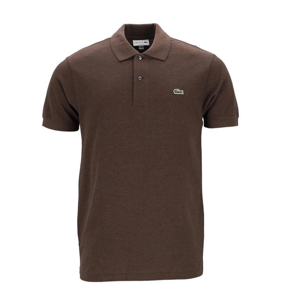 Chemise à manches courtes avec col côtelé - Bordeaux & Marron chiné