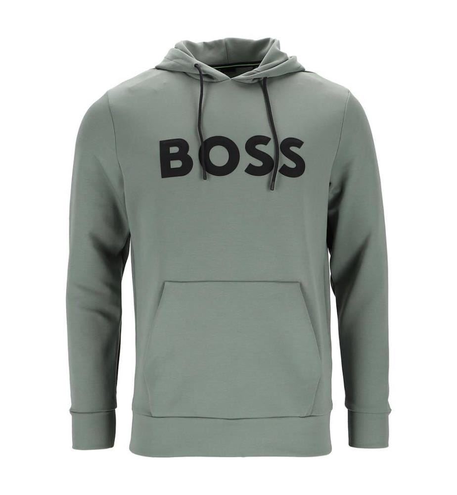 Sweat à capuche en coton mélangé avec logo moulé - Vert