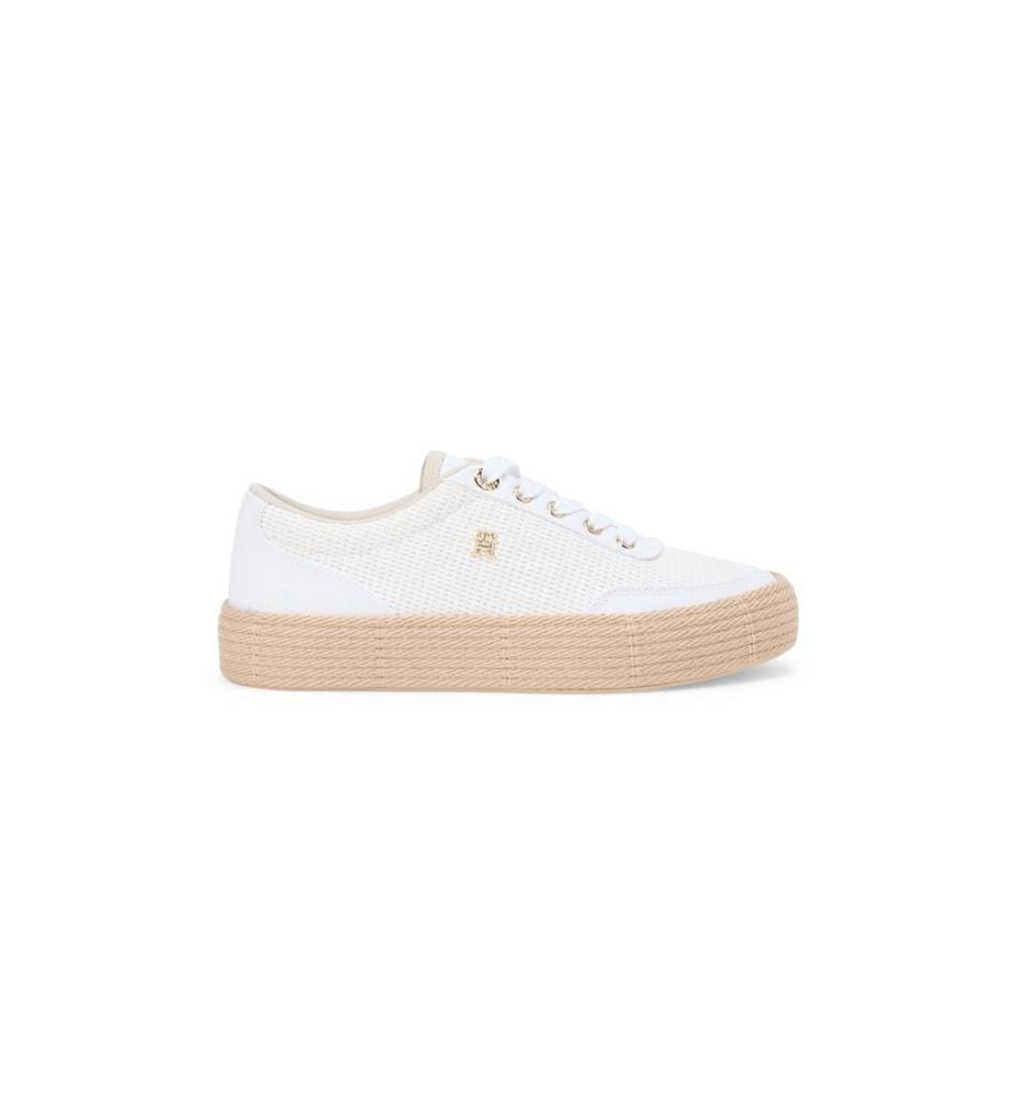 Baskets Compensées en Toile - Blanc