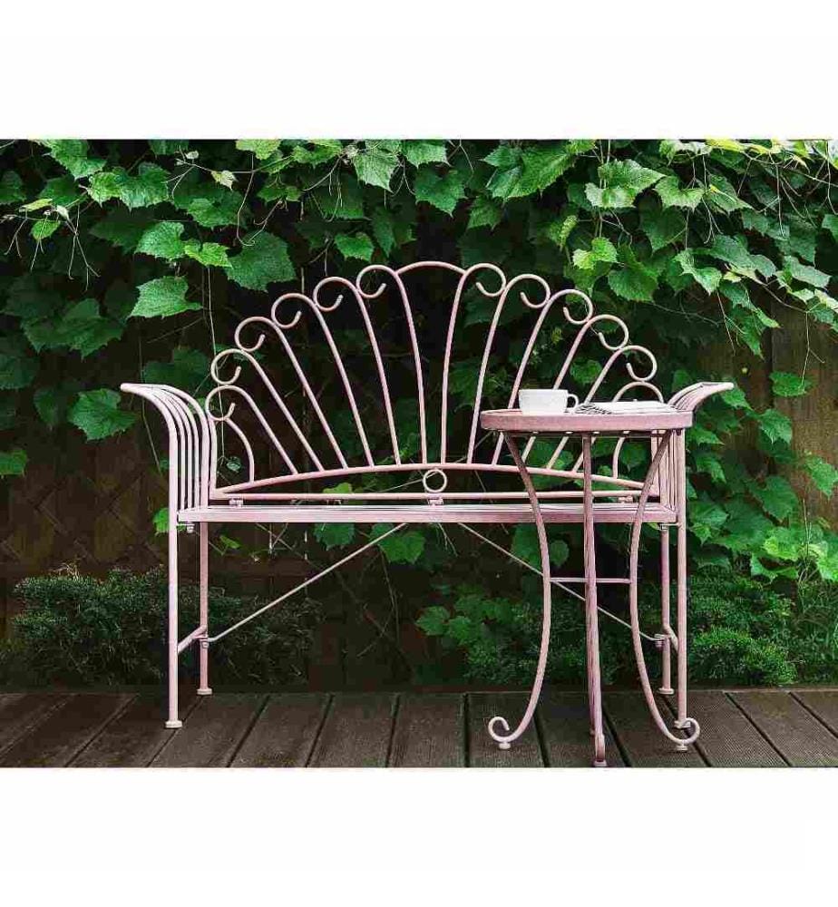 Table d'Appoint Tablette Ronde pour Jardin ou Terrasse 40 cm en Métal Rose Idéael pour Extérieurs Classiques Romantiques et Provançales