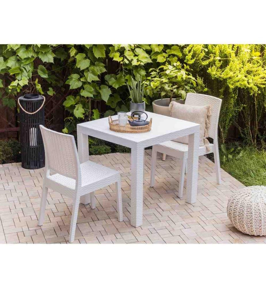 Lot 2 Chaises de Jardin Effet Rotin Blanc Très Résistant Assise Élégante et Pratique pour Terrasse ou Balcon Moderne Intemporel