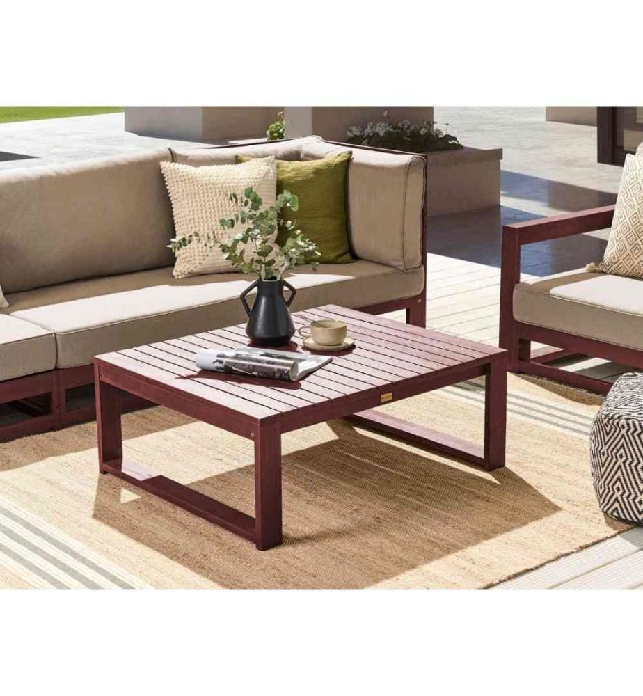 Table Basse Acajou en Bois d'Acacia 35 x 75 x 90 cm pour Ensemble de Jardin Moderne à Lattes Intemporel