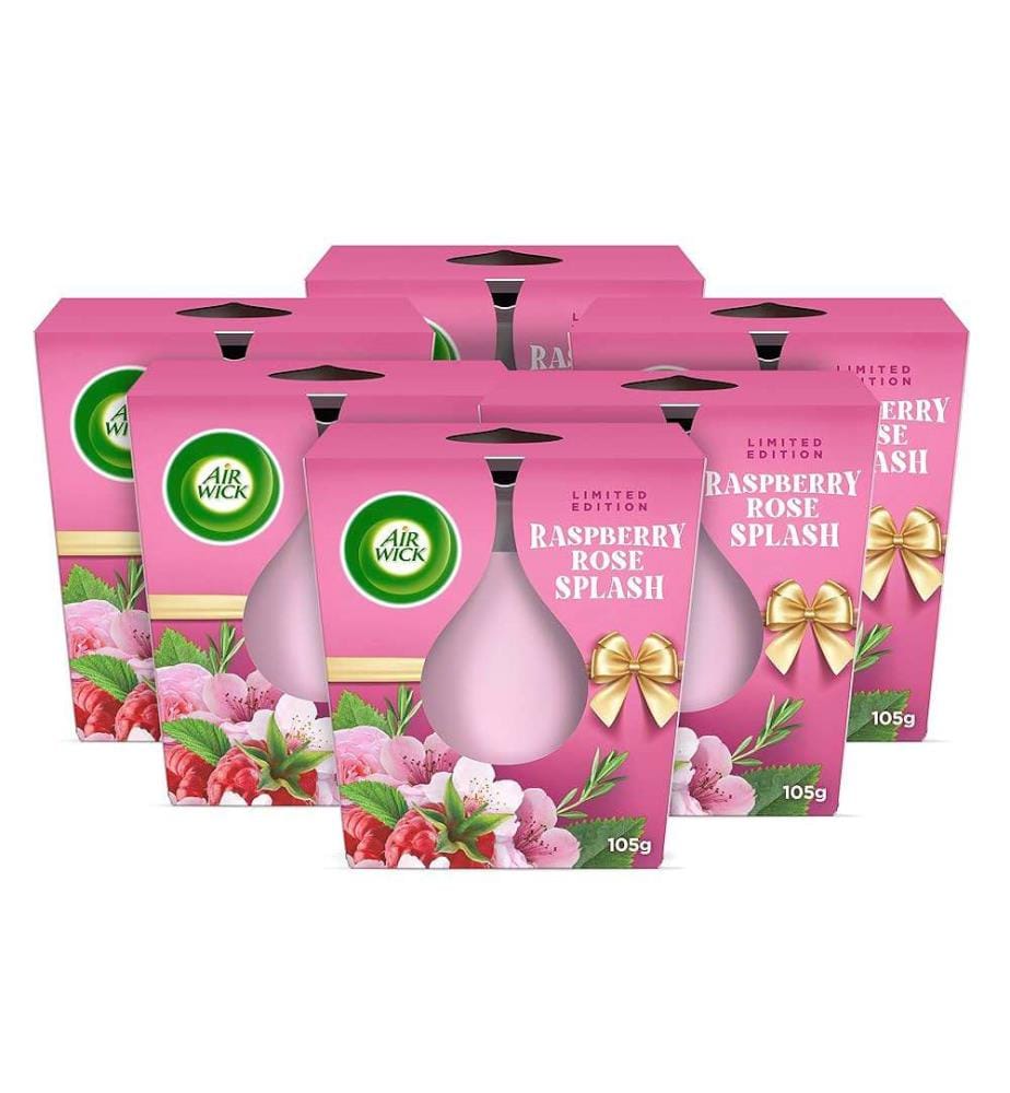 Pack de 3 grandes bougies parfumées Raspberry Rose Splash 220g