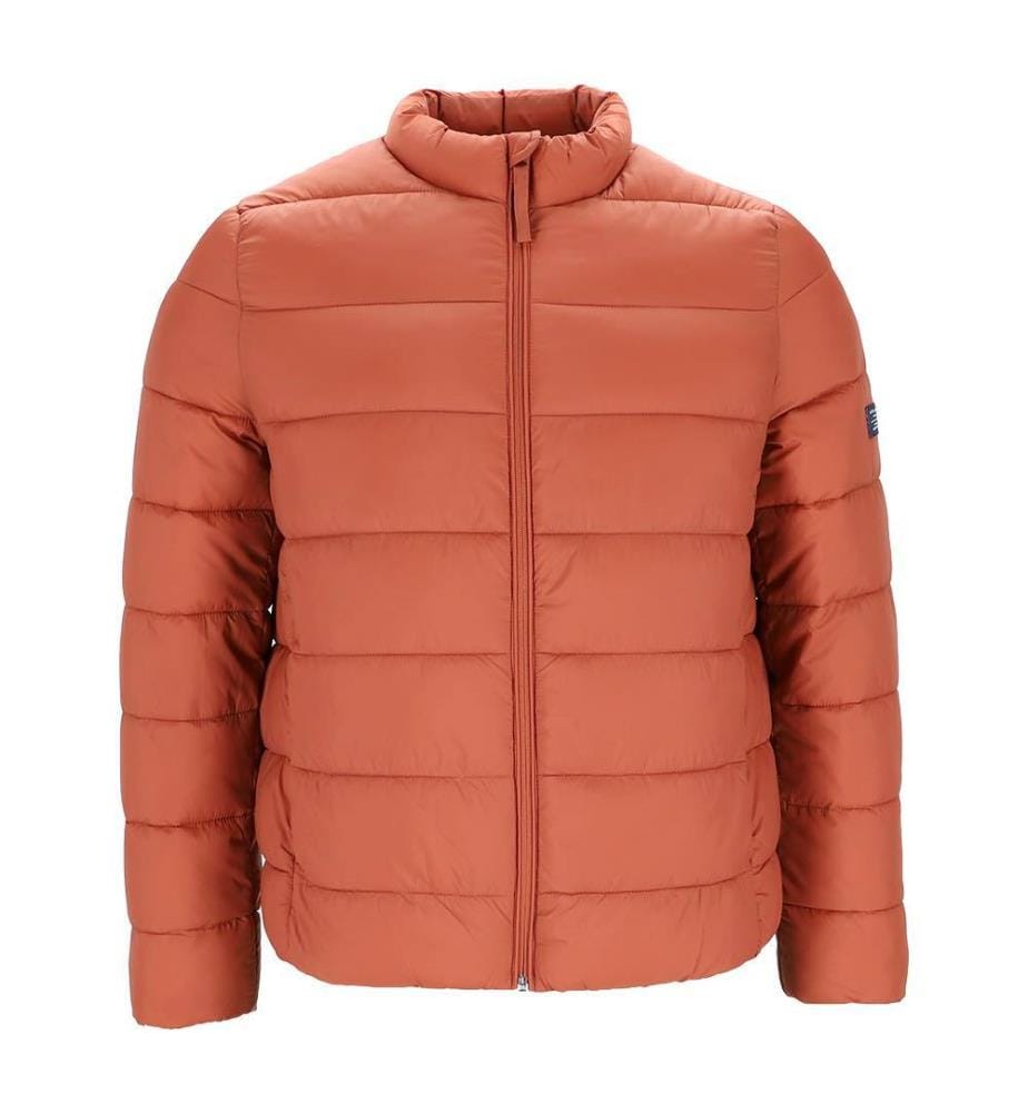 Veste en duvet, matelassée, col montant - Rouge brique