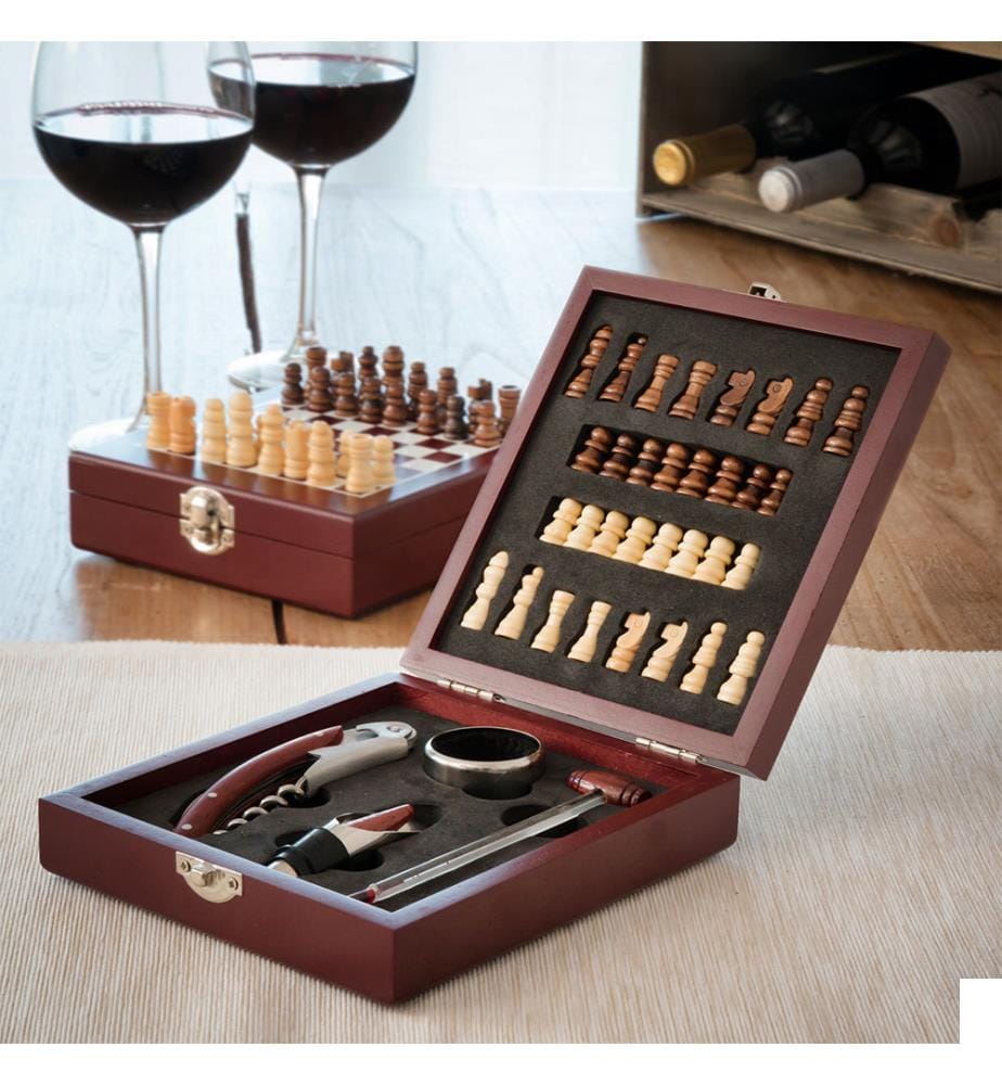 Set D'Échecs et De Vin 37 Pièces - Marron