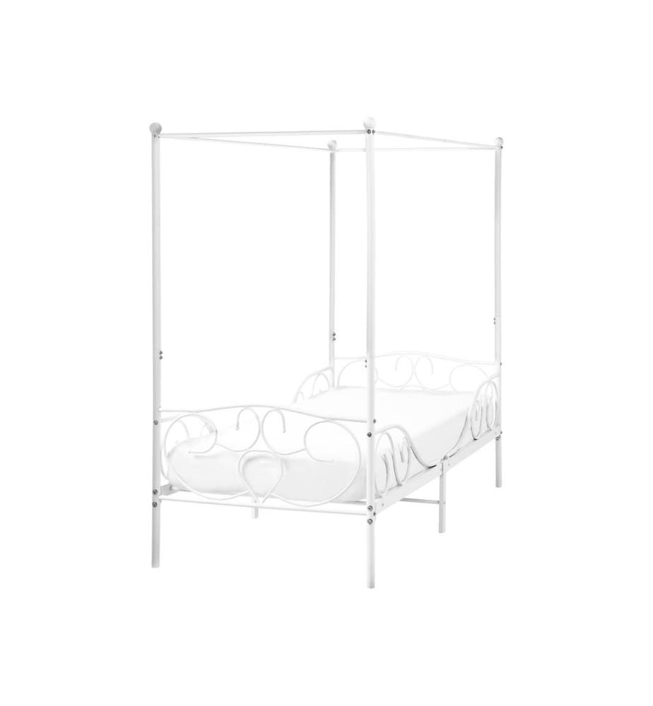 Lit à baldaquin Métal SORMERY 90 x 200 cm Blanc