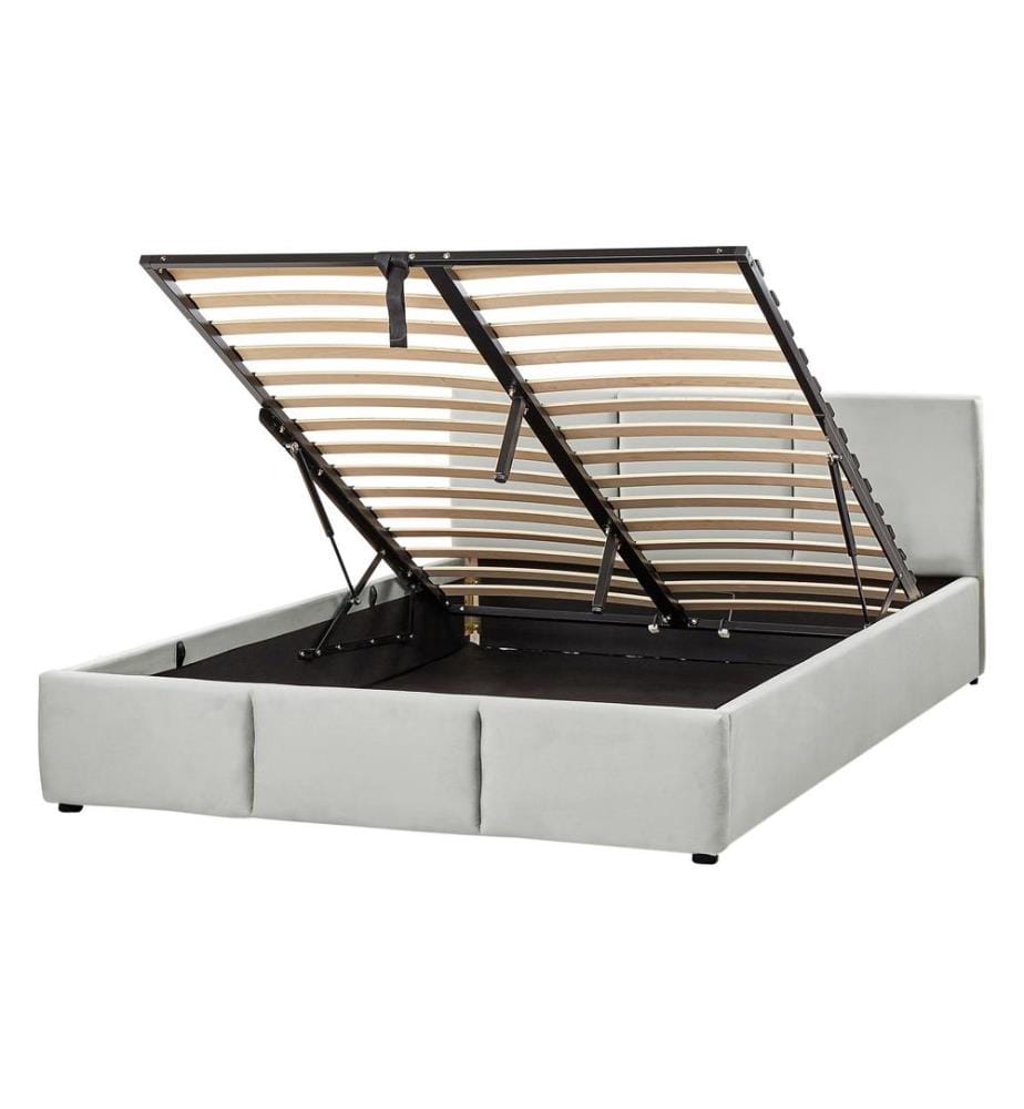 Lit ottoman Velours BOUSSE 140 x 200 cm Gris clair
