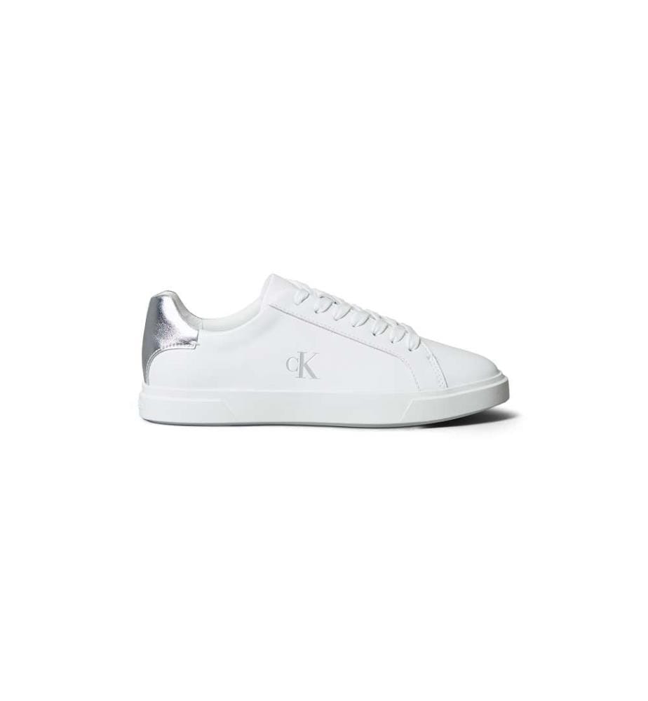 Baskets en cuir - blanc éclatant/argent