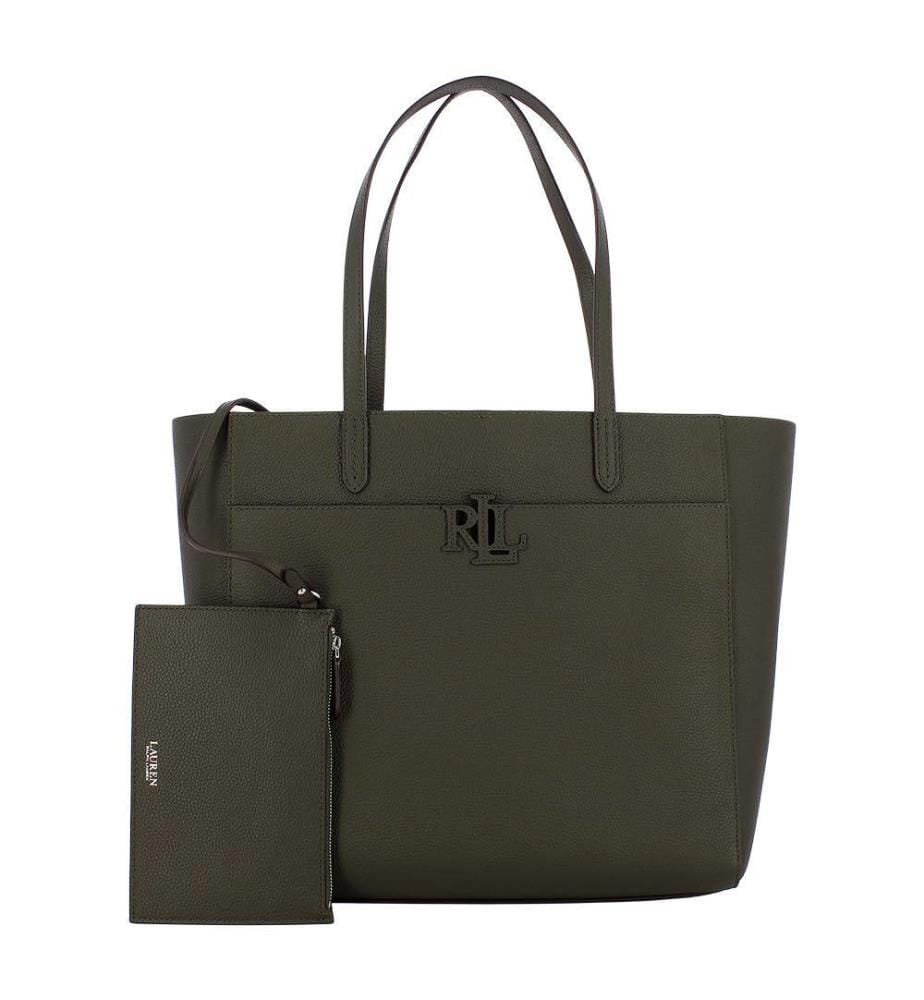 Grand cabas Cameryn en cuir grainé - Olive foncé