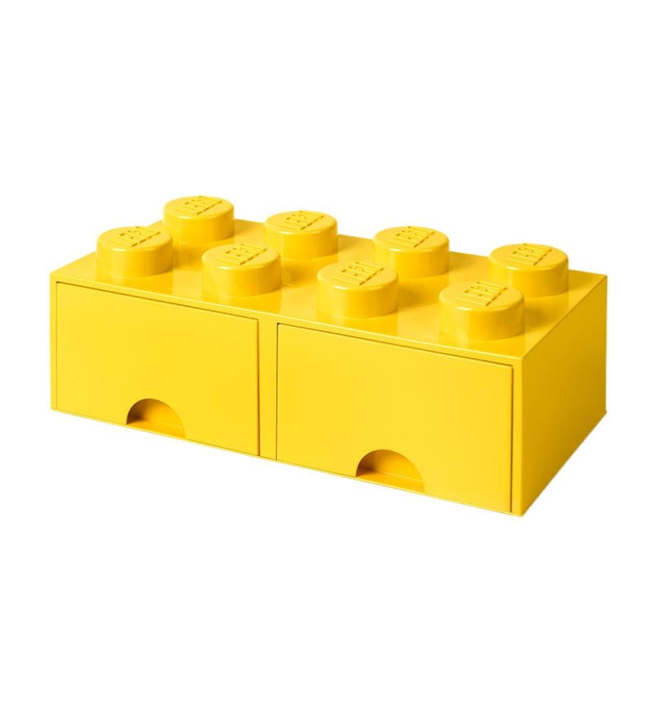 Brique de Rangement 8 Blocs avec 2 Tiroirs - 500 x 250 x 180 mm - Jaune