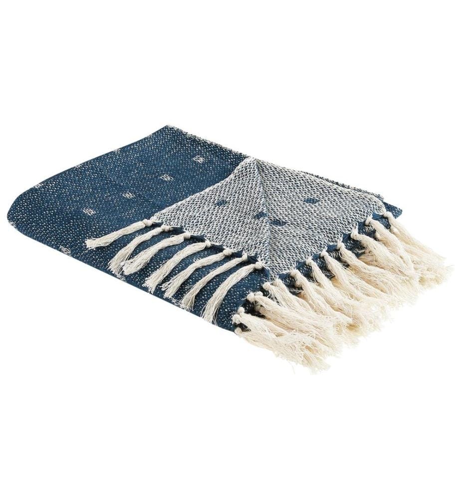 Couverture TAARI Coton 130 x 170 cm Bleu paon