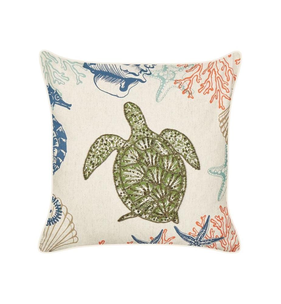 Coussin ALGAE Lin 45 x 45 cm Beige Motif animal