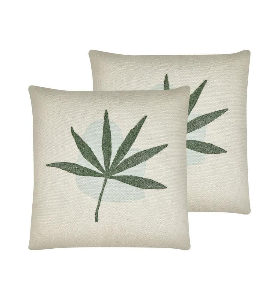 Lot de 2 coussins décoratifs DAVALLIA 45 x 45 cm Vert Motif de plante