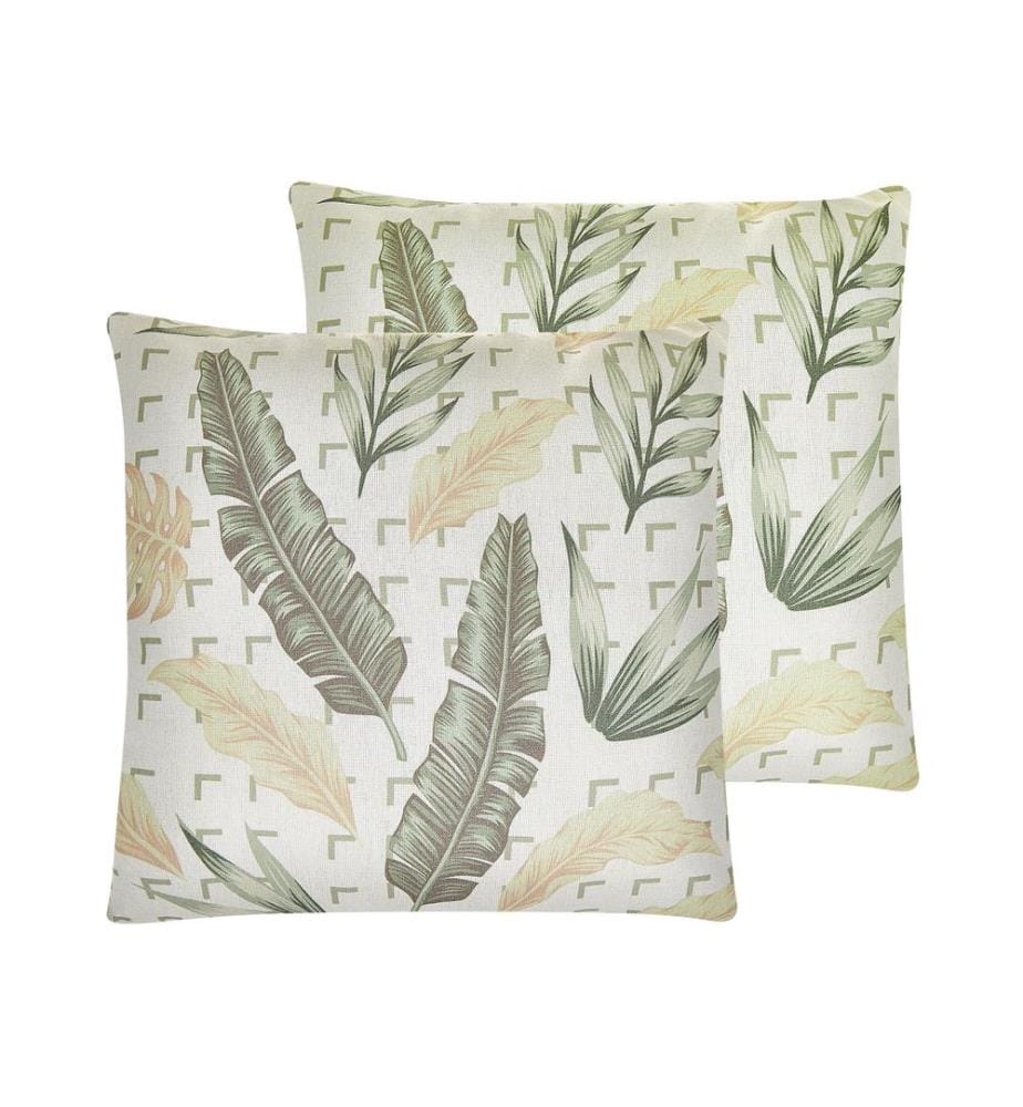 Lot de 2 coussins décoratifs RHAPIS 45 x 45 cm Vert Motif de plante