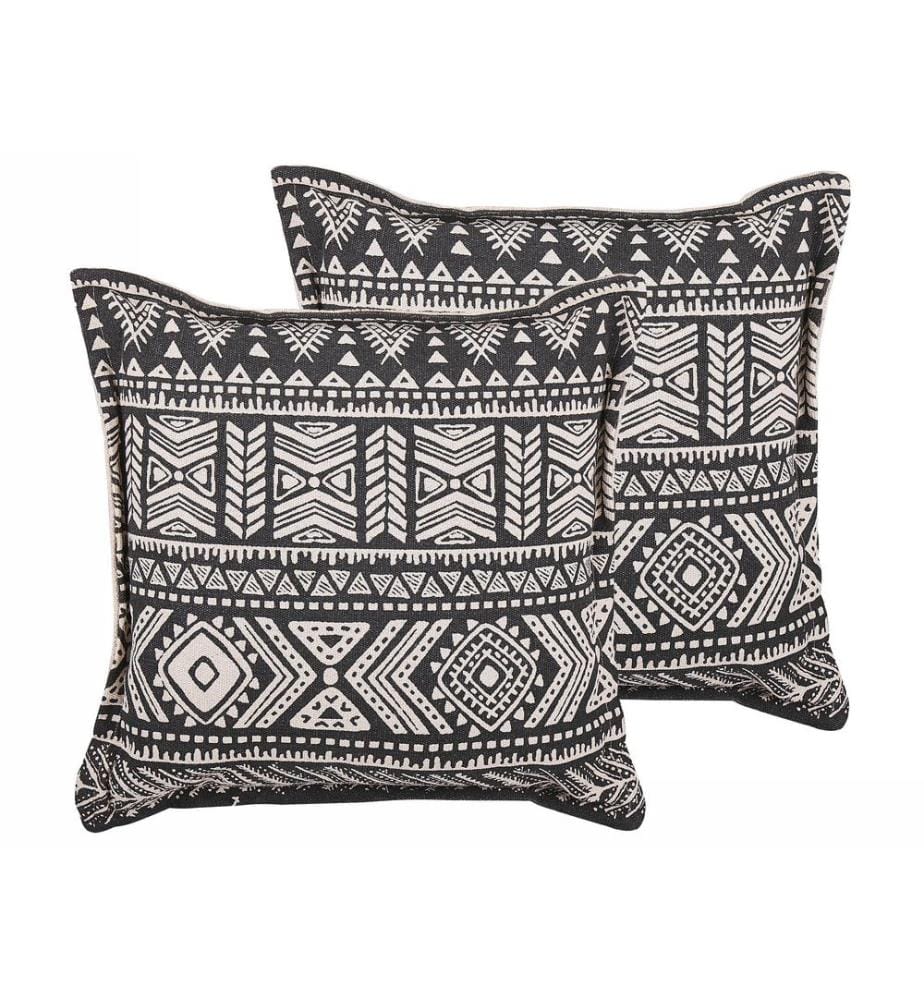 Lot de 2 coussins décoratifs SIRVAN Coton 45 x 45 cm Noir Motif géométrique