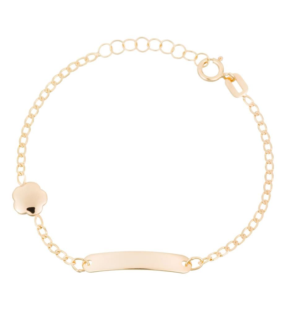 Bracelet gourmette enfant Barre dorée - Or Jaune 375/1000