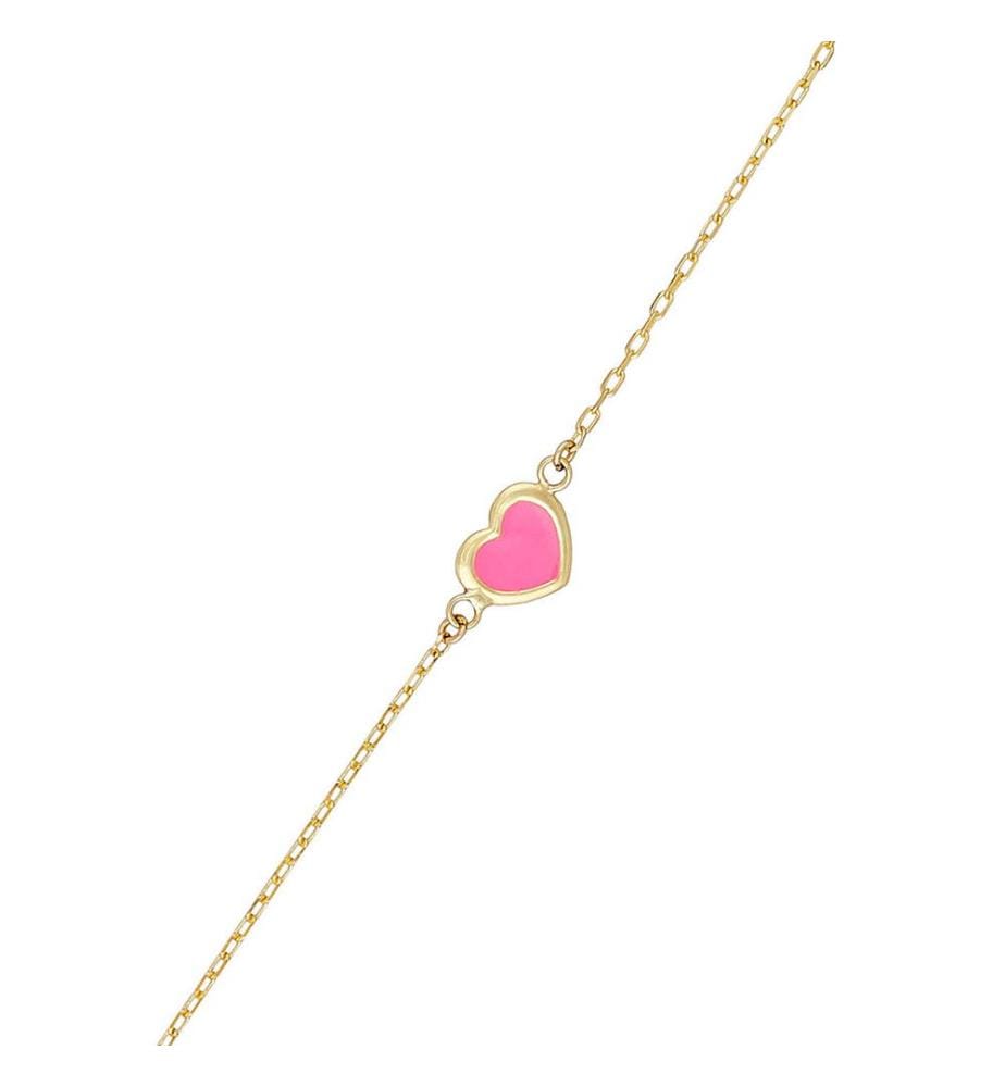 Bracelet Coeur rosé - Or Jaune 375/1000