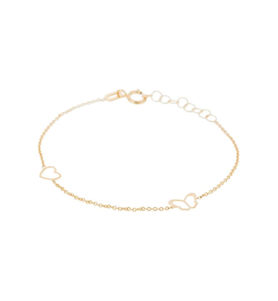 Bracelet Coeur & Papillon - Or Jaune 375/1000