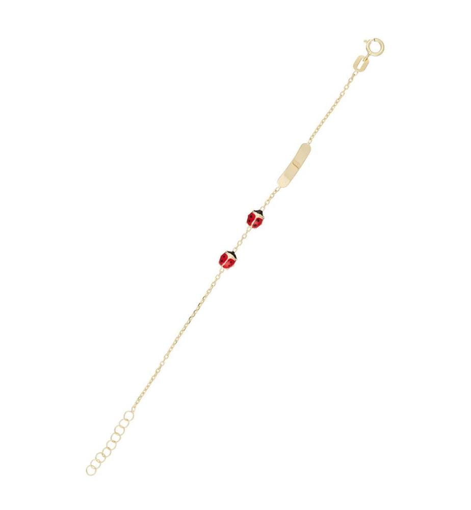 Bracelet gourmette enfant 2 coccinelles - Or Jaune 375/1000