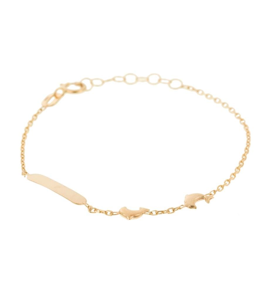 Bracelet Gourmette "2 dauphins" - Or Jaune 375/1000
