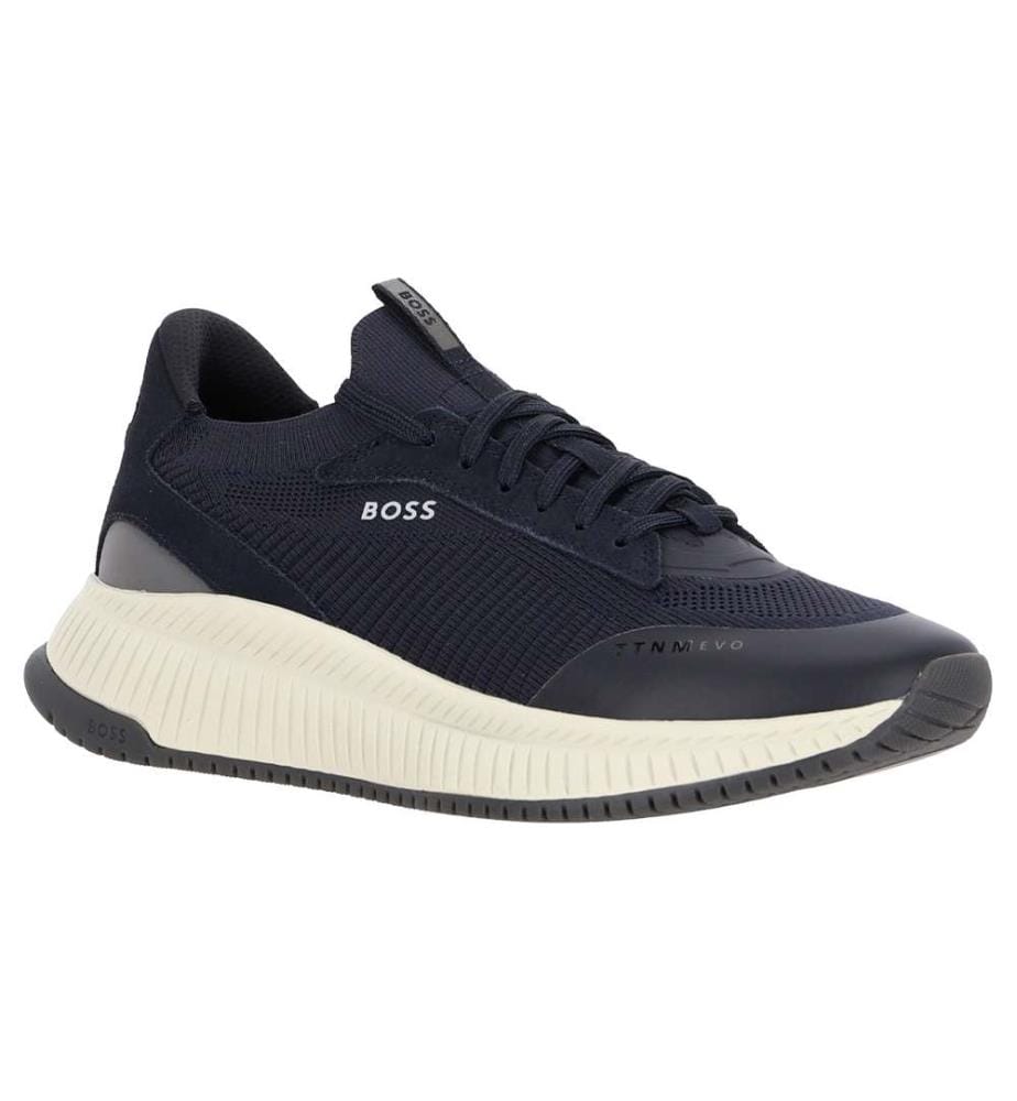 Baskets TTNM EVO avec tige en maille et finitions en cuir suédé - Bleu